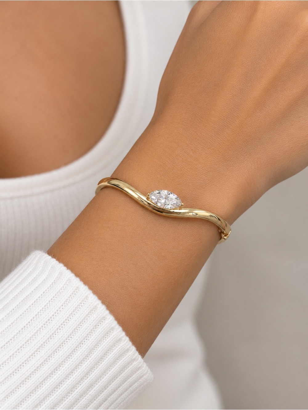 Gold Marquise Crystal Wave Bracelet